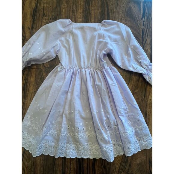 Vtg Love Sz 6? Girls Dress Eyelet Cotton Light Purple Prairie Cottagecore - Picture 9 of 11